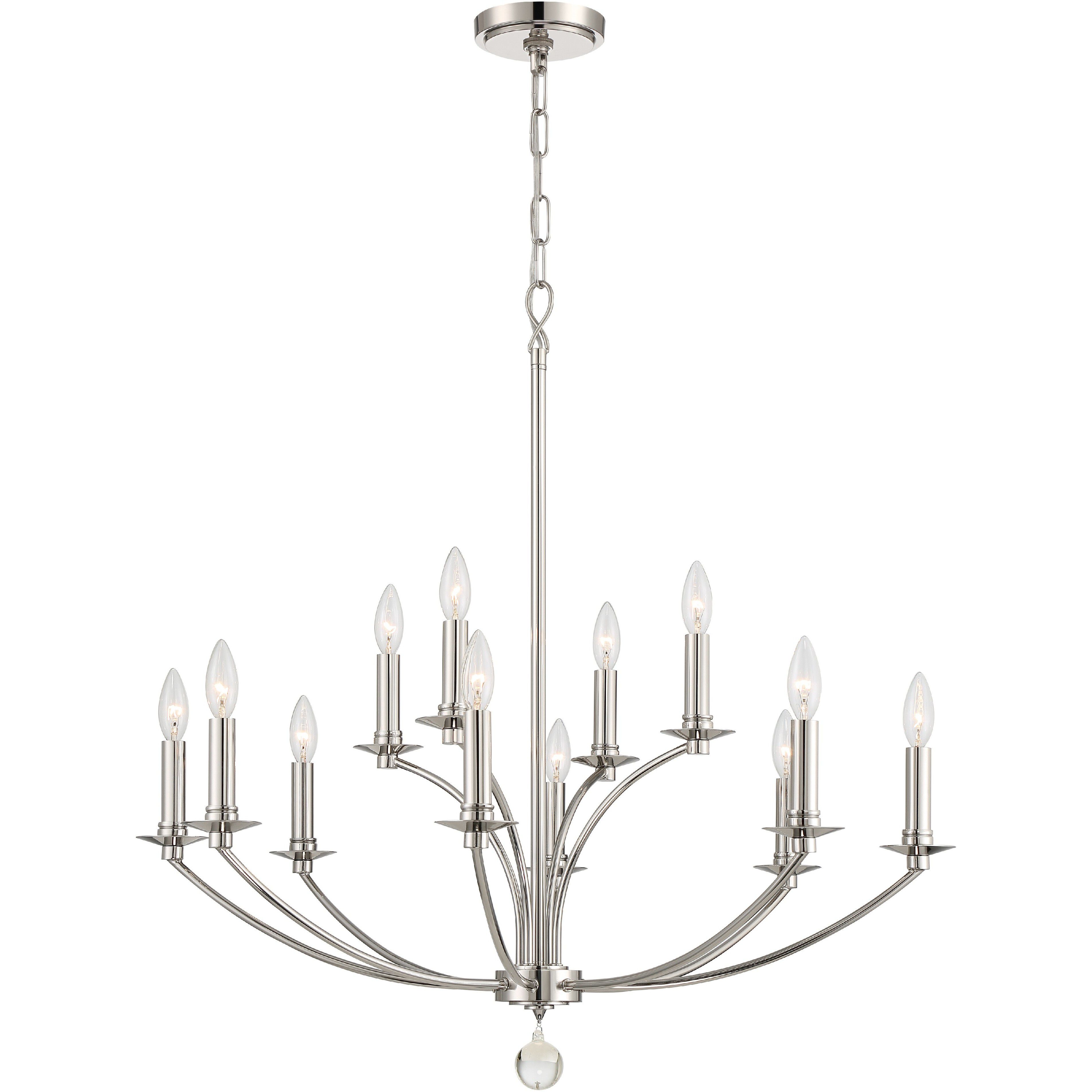 Mila 12 Light 32 inch Polished Nickel Chandelier Ceiling Light