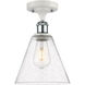 Ballston Cone LED 8 inch White and Polished Chrome Semi-Flush Mount Ceiling Light in Seedy Glass