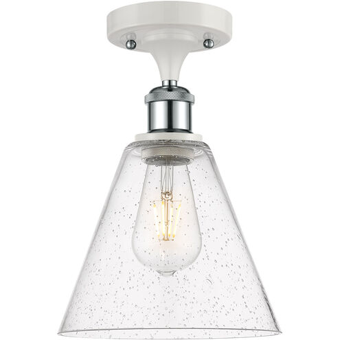 Ballston Cone LED 8 inch White and Polished Chrome Semi-Flush Mount Ceiling Light in Seedy Glass