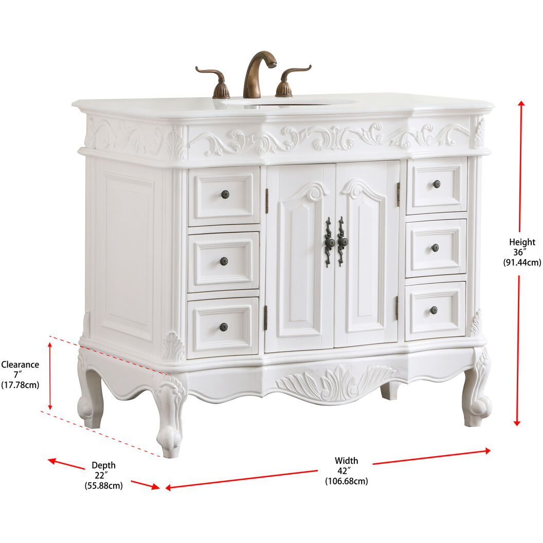 Oakland 42 X 22 X 36 inch Antique White Vanity Sink Set