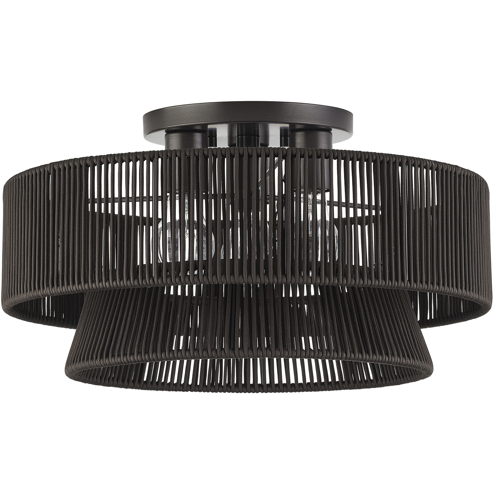 Florell 3 Light 18 inch English Bronze Semi Flush Mount Ceiling Light, Large