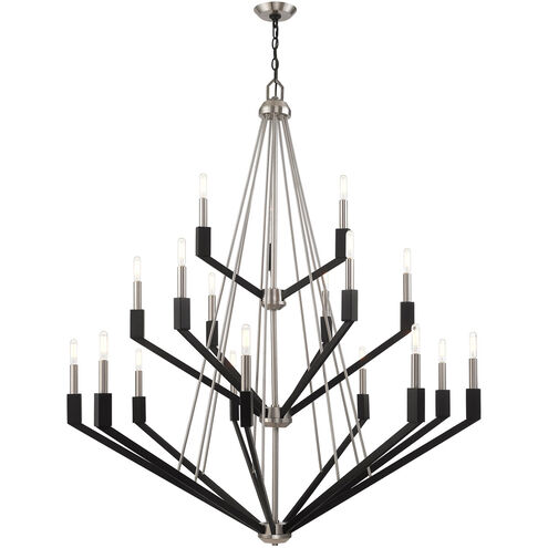Beckett 18 Light 44 inch Brushed Nickel & Black Foyer Chandelier Ceiling Light