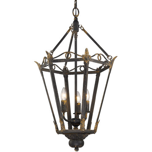 Matilda 3 Light 18 inch Antique Black Iron Pendant Ceiling Light