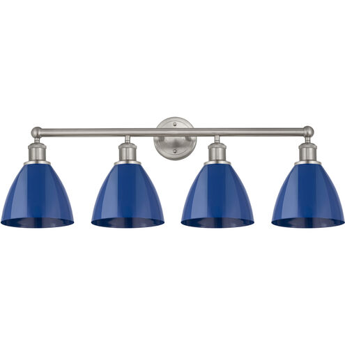 Plymouth Dome 4 Light 34.5 inch Brushed Satin Nickel Bath Vanity Light Wall Light in Blue