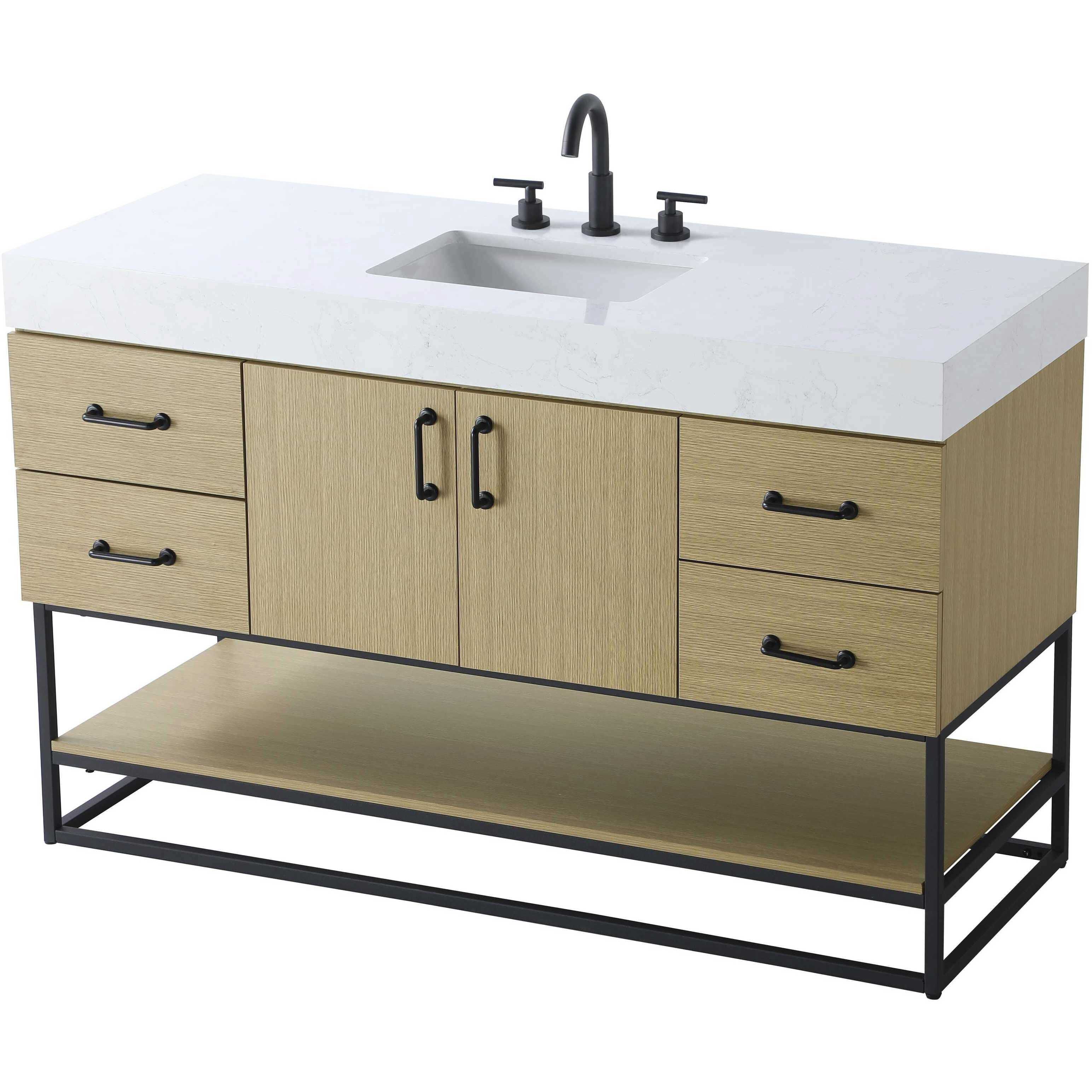 Caroline 54 X 34 inch Honey Brown Bathroom Vanity Cabinet