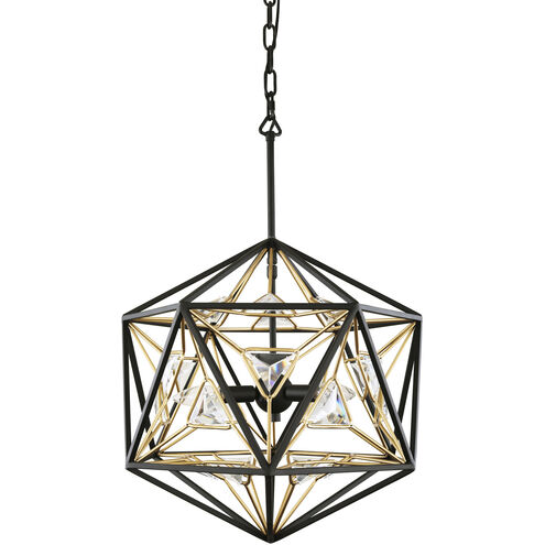 Marcia 3 Light 18 inch Matte Black/French Gold Pendant Ceiling Light