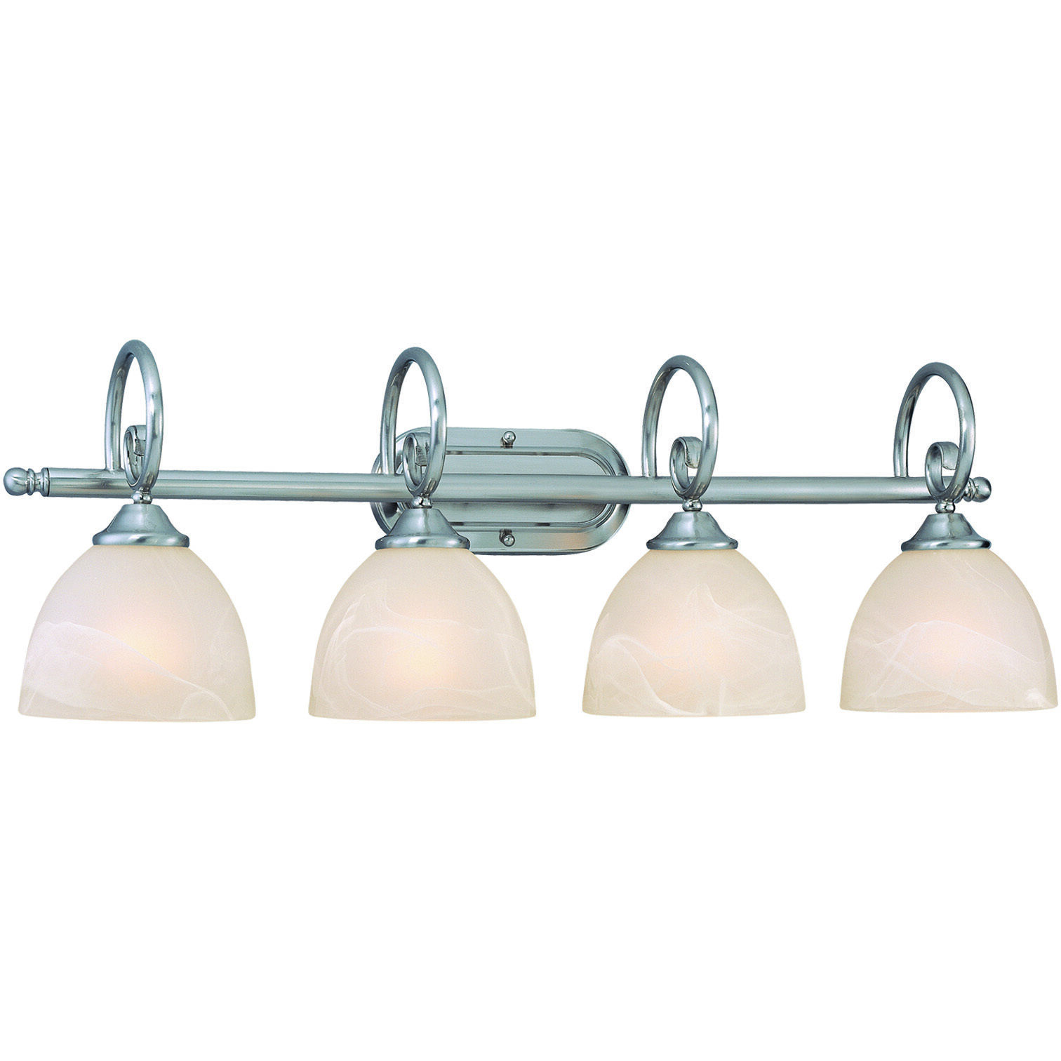Raleigh 4 Light 31 inch Satin Nickel Vanity Light Wall Light in Faux Alabaster Glass