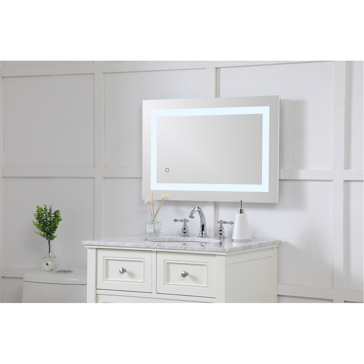 Helios 30 X 20 inch Silver Lighted Wall Mirror