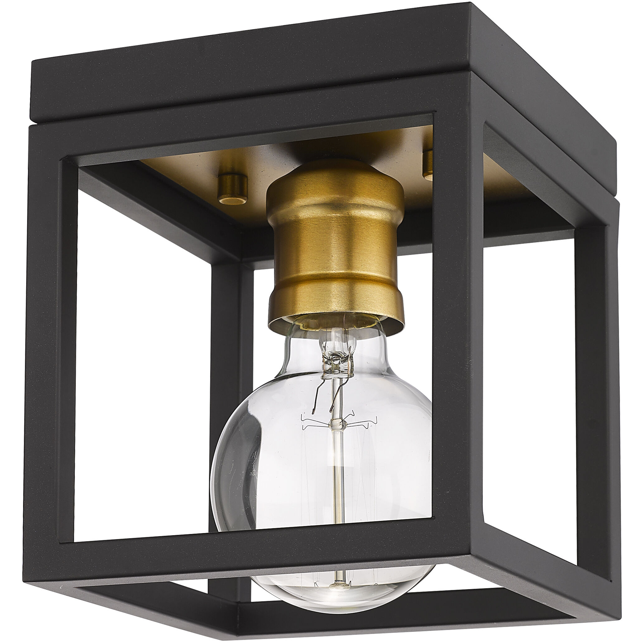 Kube 1 Light 5.75 inch Bronze and Olde Brass Flush Mount Ceiling Light