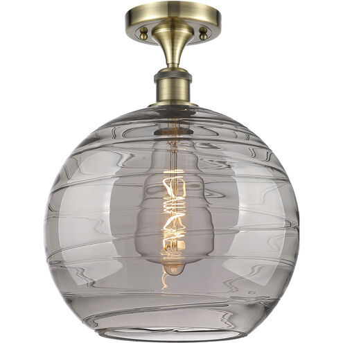 Ballston Athens Deco Swirl 1 Light 12 inch Antique Brass Semi-Flush Mount Ceiling Light
