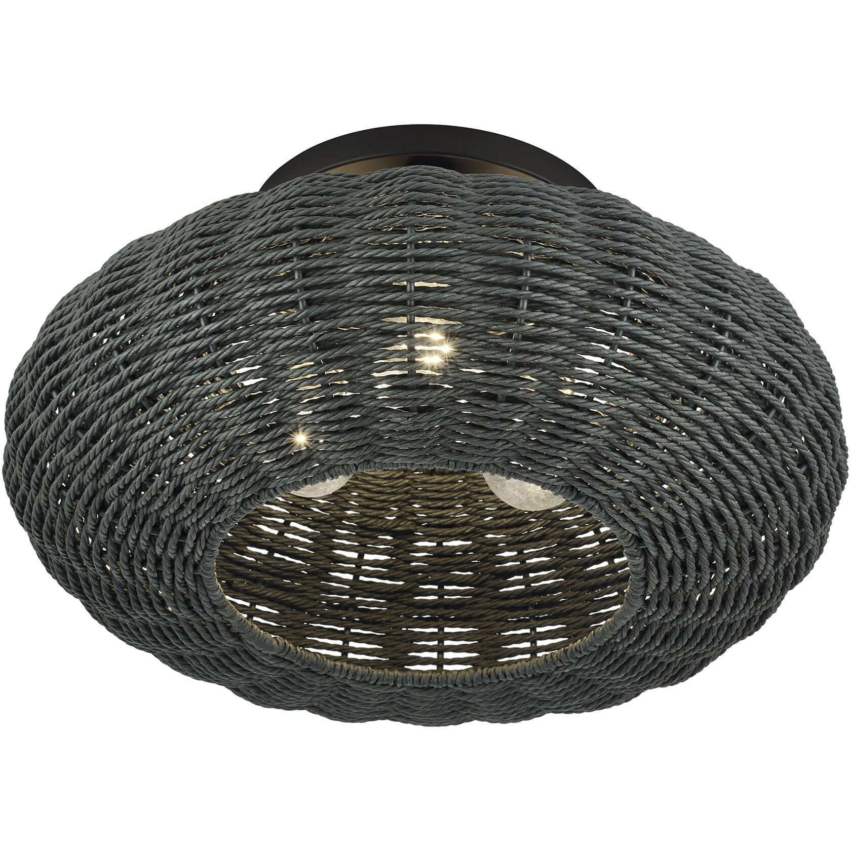 Deluna 3 Light 18 inch Black Semi Flush Mount Ceiling Light, Large