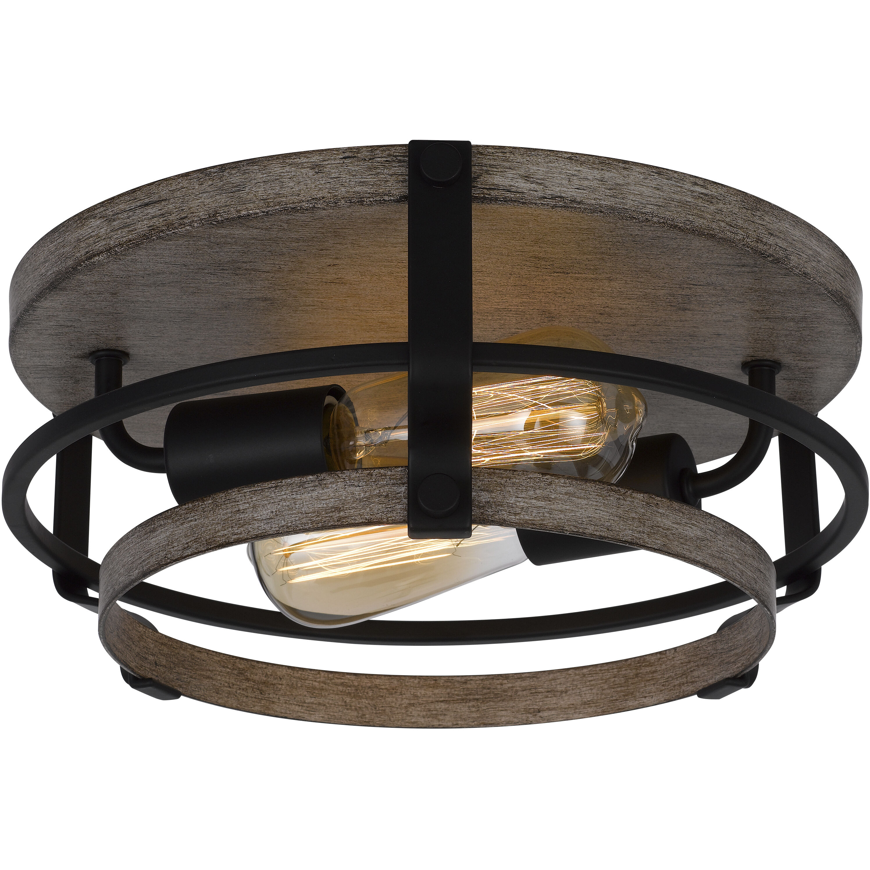 Clarita 2 Light 13 inch Drifted Wood and Black Semi Flush Mount Ceiling Light