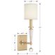 Paxton Sconce Wall Light in Aged Brass