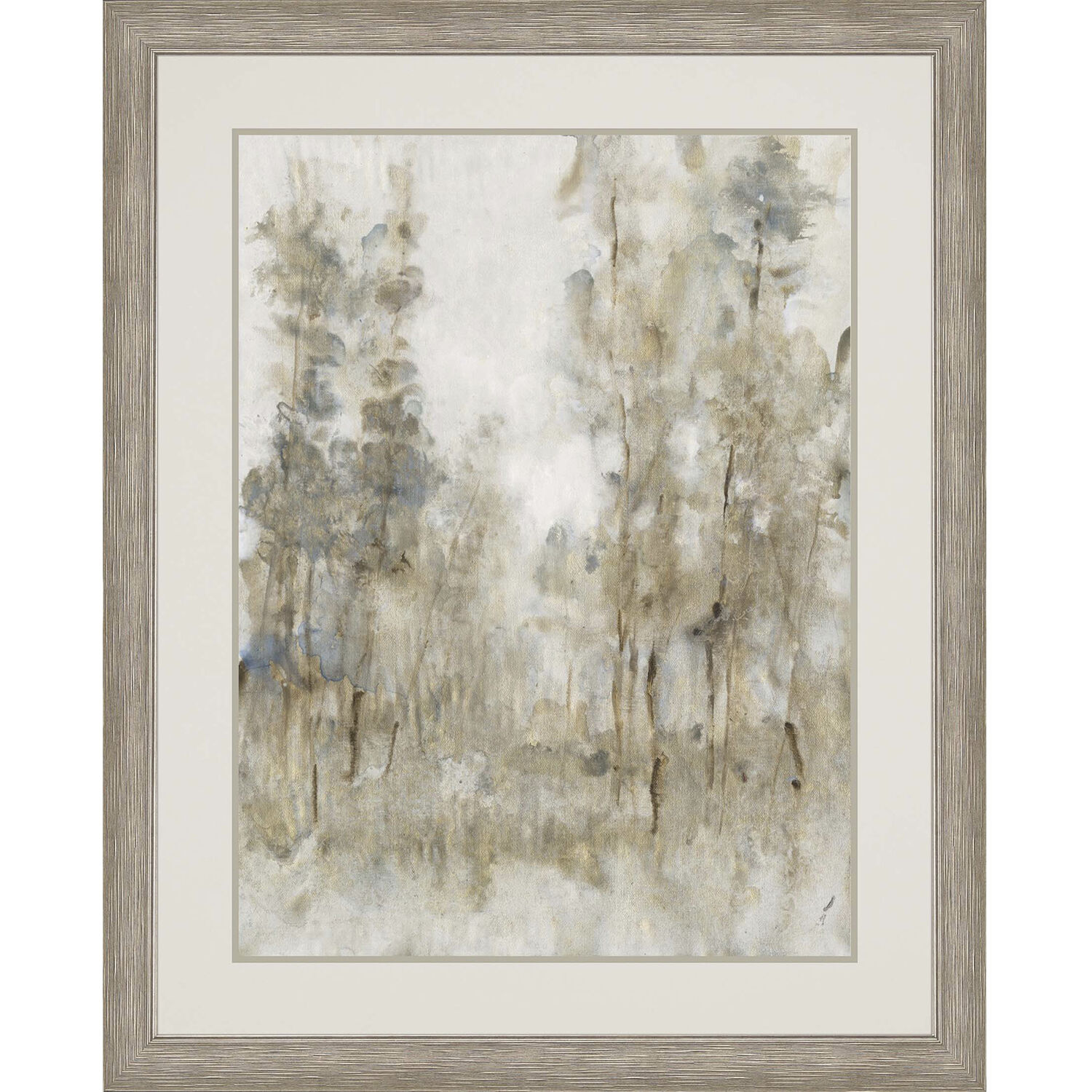 Thicket of Trees Beige and Blue and Metallic and White Framed Art