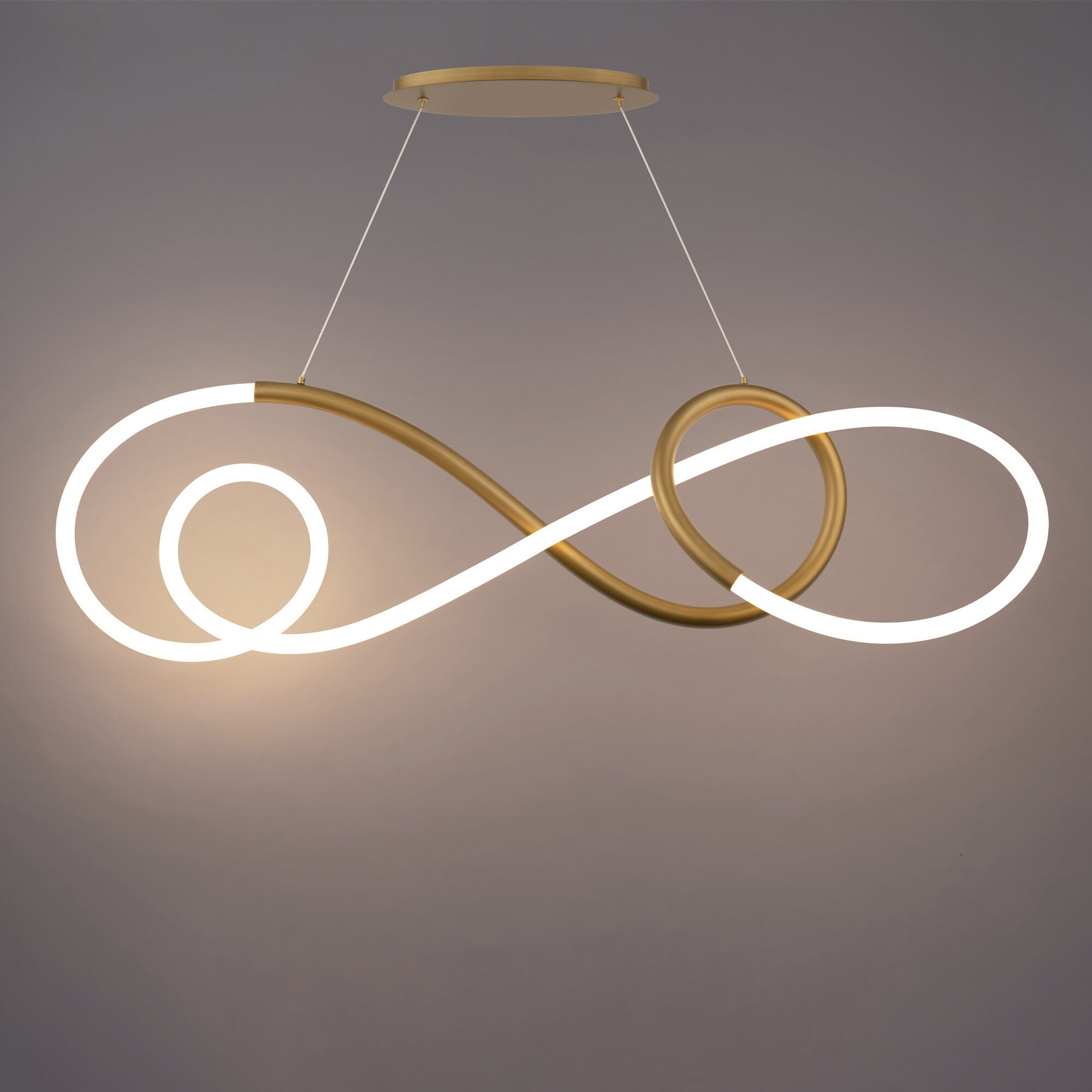 Solo Linear Chandelier Ceiling Light in Aged Brass, dweLED