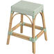 Robias Rectangular Rattan 24.5" Counter Stool in White and Green Dot