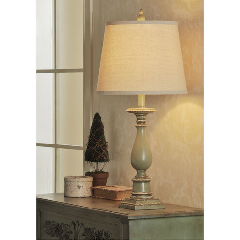 Signature 30.5 inch 100 watt Distressed Green Table Lamp Portable Light