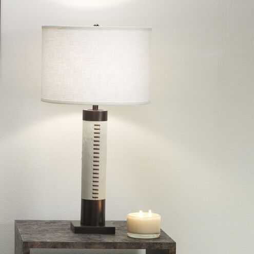 Sheridan 31.5 inch 150 watt White Hide & Oil Rubbed Bronze Metal Table Lamp Portable Light