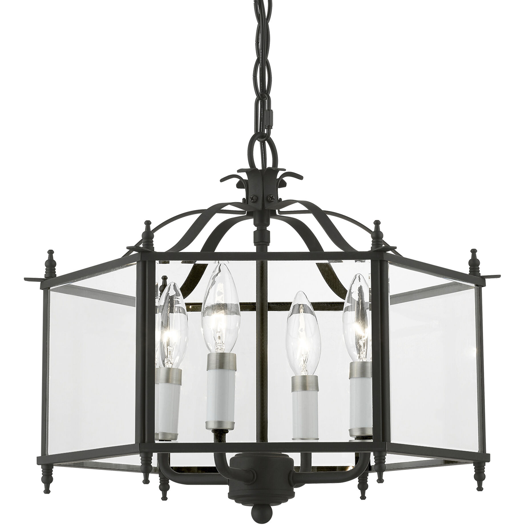 Livingston 4 Light 16 inch Black with Brushed Nickel Accents Convertible Pendant / Semi-Flush Ceiling Light