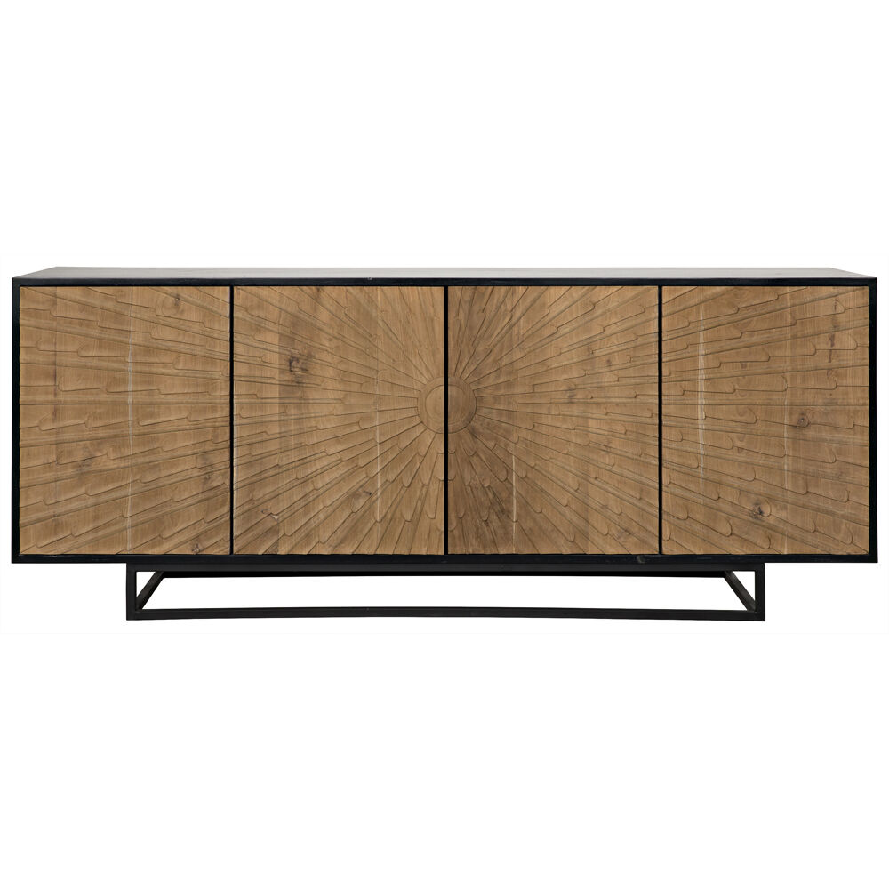 Ra 76 X 20 inch Hand Rubbed Black with Teak Sideboard