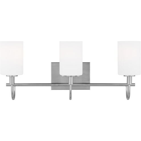 Oak Moore 3 Light 23.88 inch Brushed Nickel Bath Vanity Wall Light in Brushed Nickel Silver