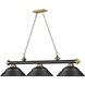 Cordon 3 Light 58 inch Matte Black and Rubbed Brass Billiard Ceiling Light in Matte Black Steel