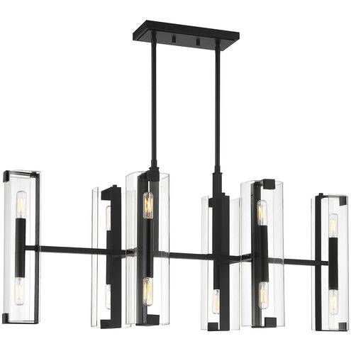 Winfield 12 Light 38 inch Matte Black Linear Chandelier Ceiling Light, Essentials