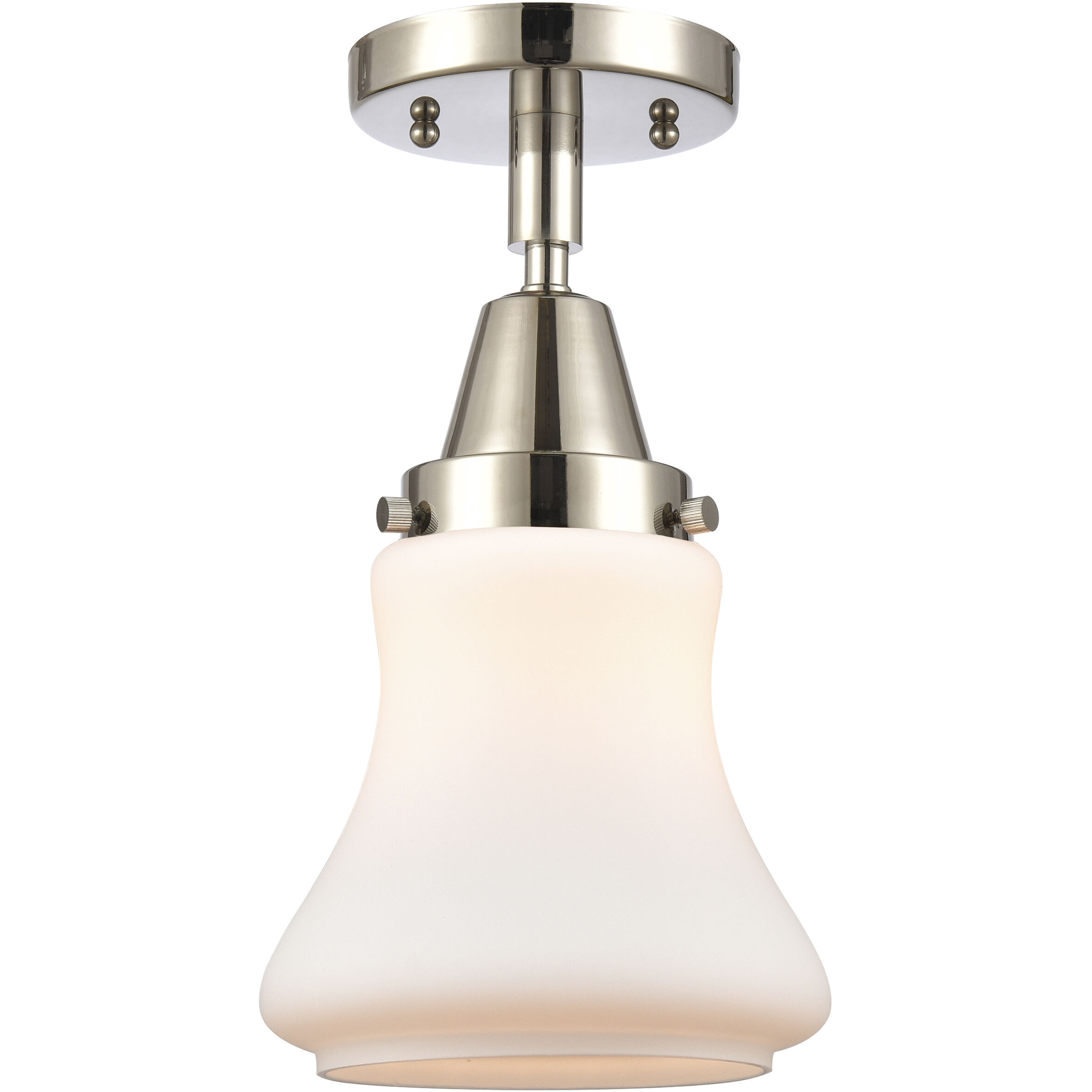 Franklin Restoration Bellmont LED 6 inch Polished Nickel Flush Mount Ceiling Light in Matte White Glass
