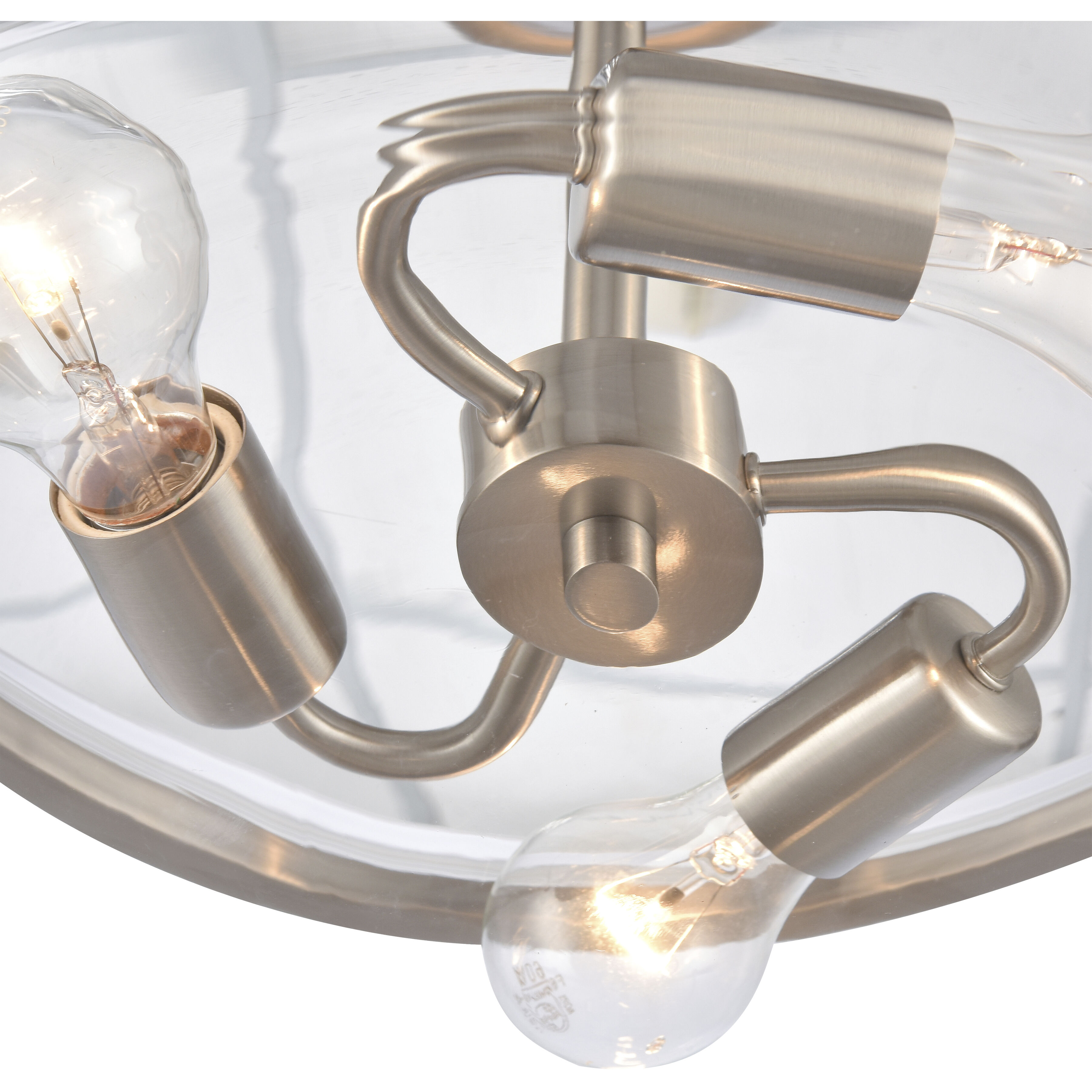 Wentworth 3 Light 17 inch Brushed Nickel Semi Flush Mount Ceiling Light