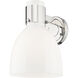 Lawton Bell Sconce Wall Light in Polished Nickel, Gloss White Glass