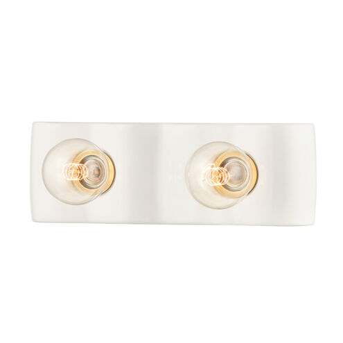 Jillian 2 Light 14.25 inch Ceramic White Bath Bracket Wall Light