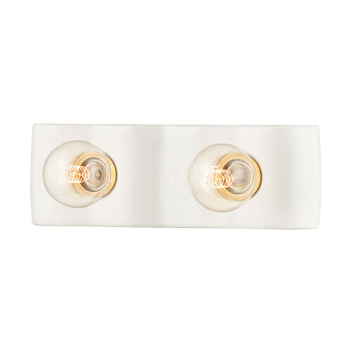 Jillian 2 Light 14 inch Ceramic White Bath Bracket Wall Light