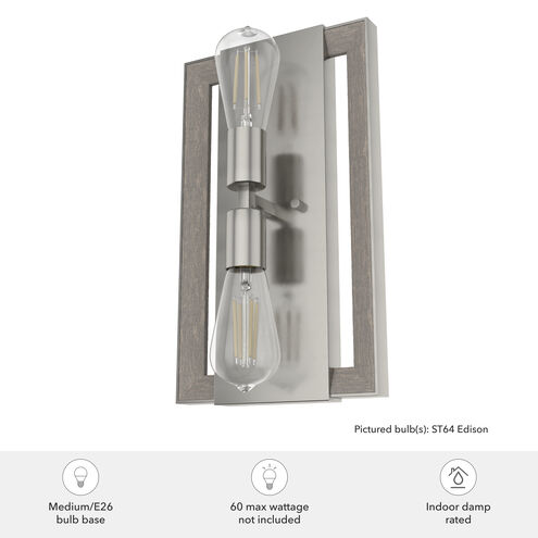 Woodburn 2 Light 9 inch Brushed Nickel Wall Sconce Wall Light