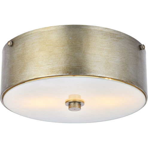 Hazen 2 Light 12 inch Vintage Silver and White Flush Mount Ceiling Light