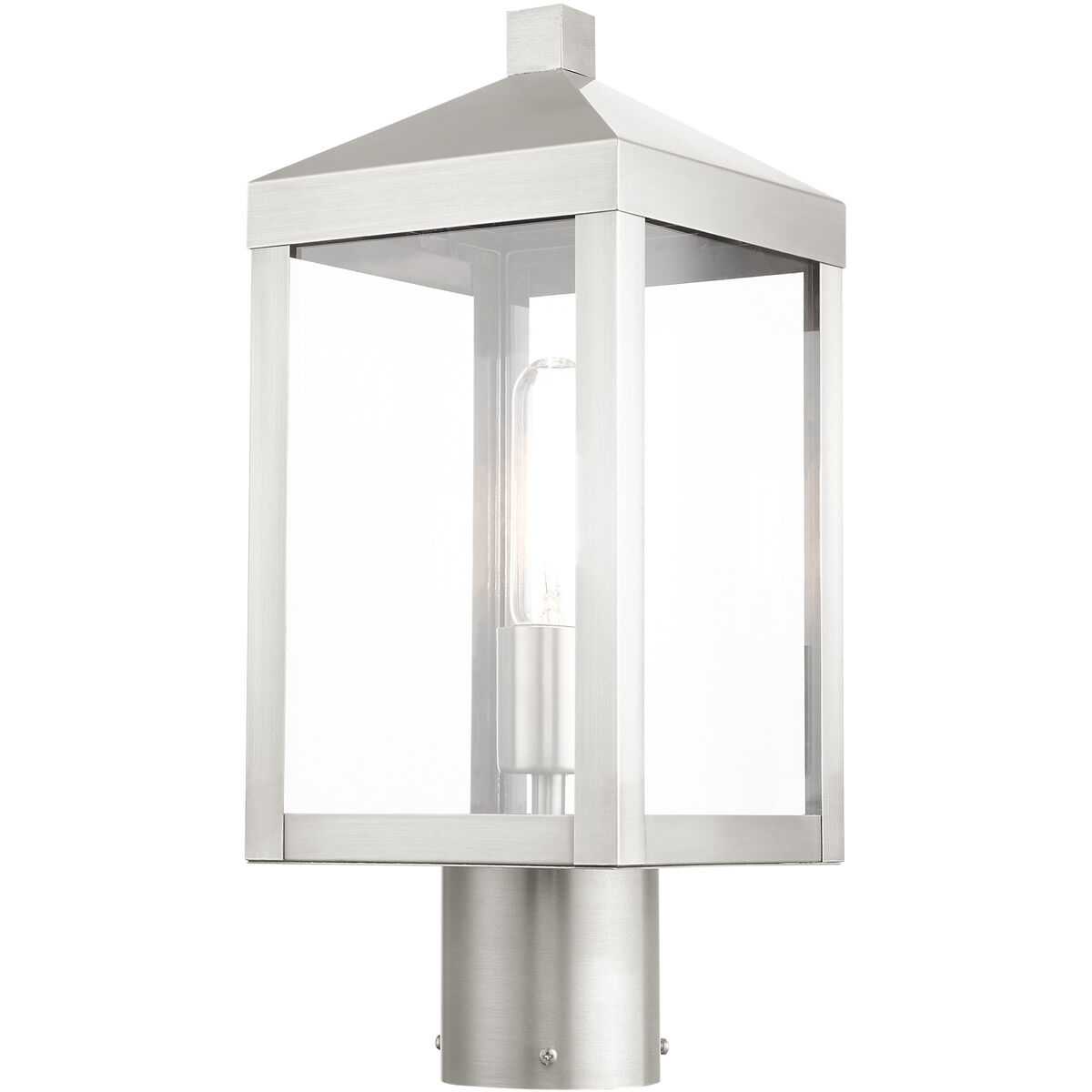 Nyack 1 Light 15 inch Brushed Nickel Outdoor Post Top Lantern