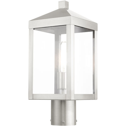 Nyack 1 Light 15 inch Brushed Nickel Outdoor Post Top Lantern
