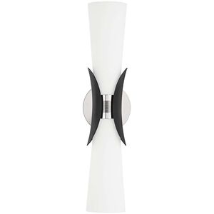 Muncie 2 Light 5 inch Polished Nickel/Soft Black Wall Sconce Wall Light in Polished Nickel/Black