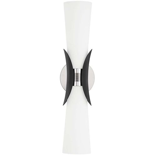 Muncie 2 Light 5 inch Polished Nickel/Soft Black Wall Sconce Wall Light in Polished Nickel/Black