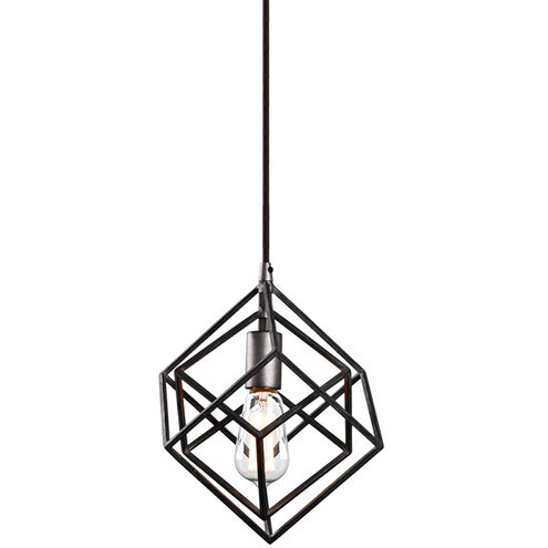 Geometry Series 1 Light 10.5 inch Rusty Black Pendant Ceiling Light