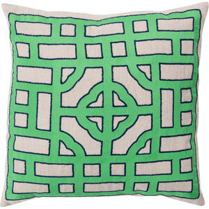 Chinese Gate 22 inch Navy, Ivory, Grass Green Pillow Kit