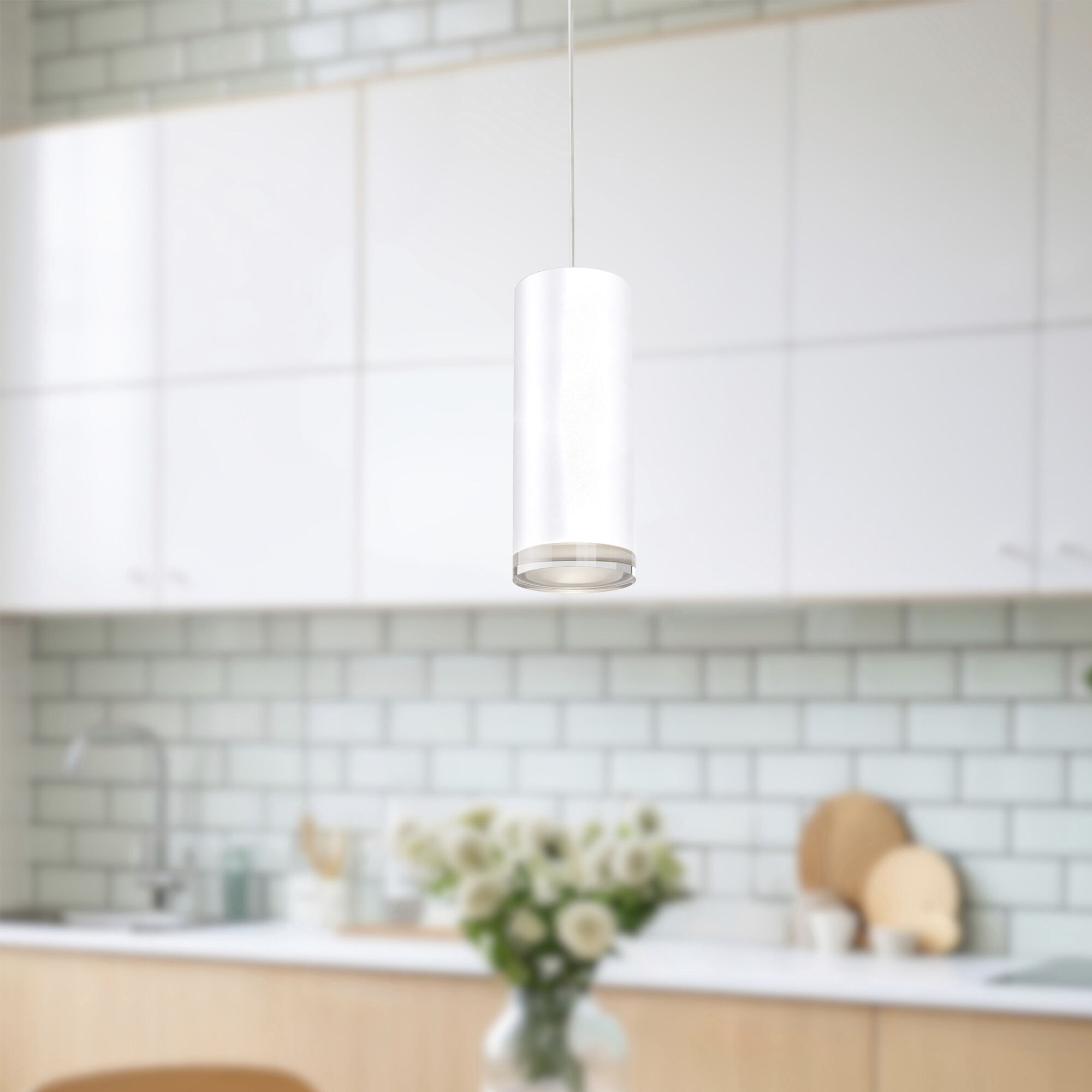 Cameo Pendant Ceiling Light in White