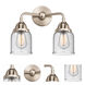 Nouveau 2 Small Bell LED 13 inch Brushed Satin Nickel Bath Vanity Light Wall Light in Seedy Glass