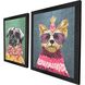 Whimsy Dog Multi and Blue and Green and Black Framed Art