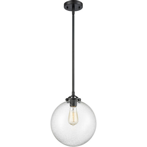 Nouveau XX-Large Beacon 1 Light 12 inch Oil Rubbed Bronze Mini Pendant Ceiling Light in Seedy Glass, Nouveau