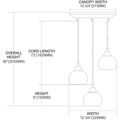 Kas 3 Light 10 inch Satin Nickel Multi Pendant Ceiling Light, Configurable