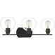 Pruitt 3 Light 26.25 inch Matte Black Bath Light Wall Light