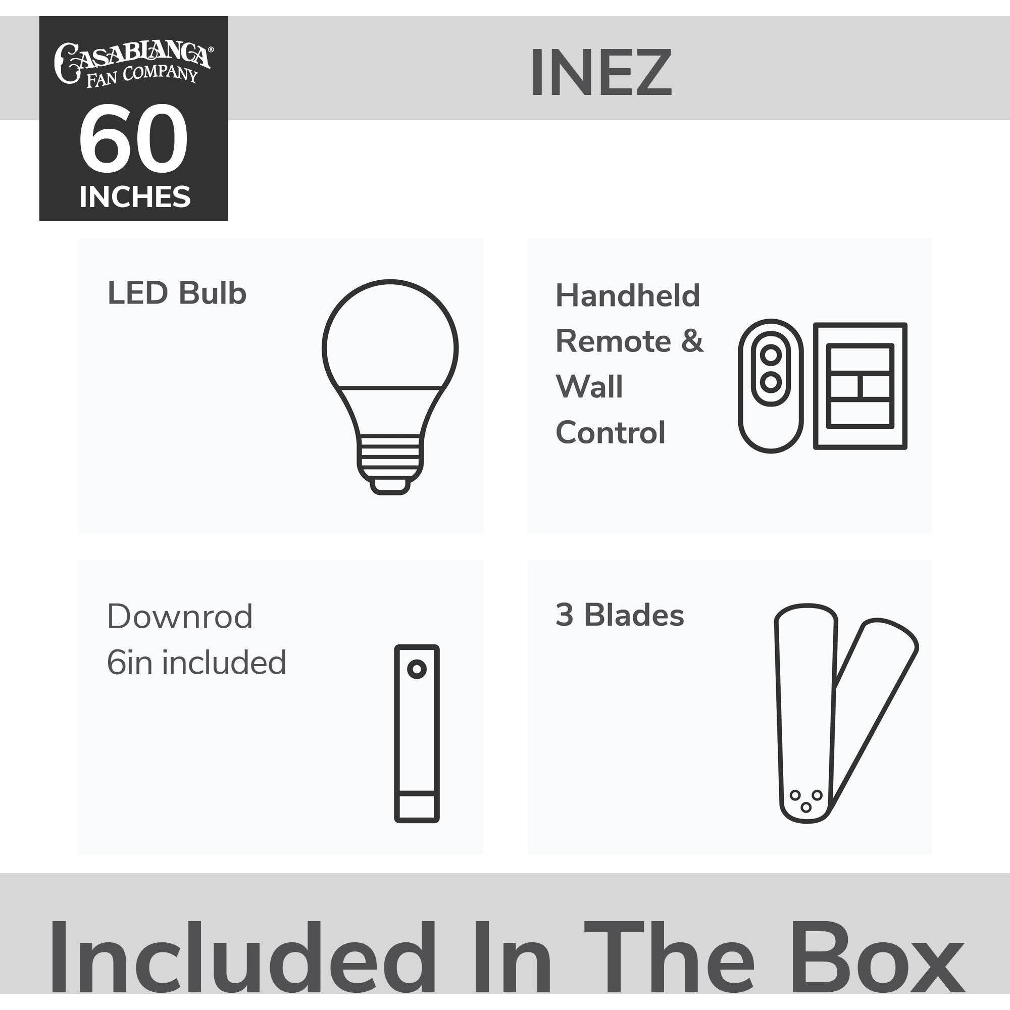 Inez 60 inch Brushed Nickel with Matte Nickel Blades Outdoor Ceiling Fan