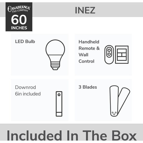 Inez 60 inch Brushed Nickel with Matte Nickel Blades Outdoor Ceiling Fan