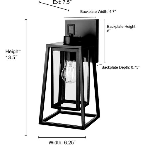 Denzell 1 Light 13.5 inch Powder Coated Black Outdoor Wall Sconce