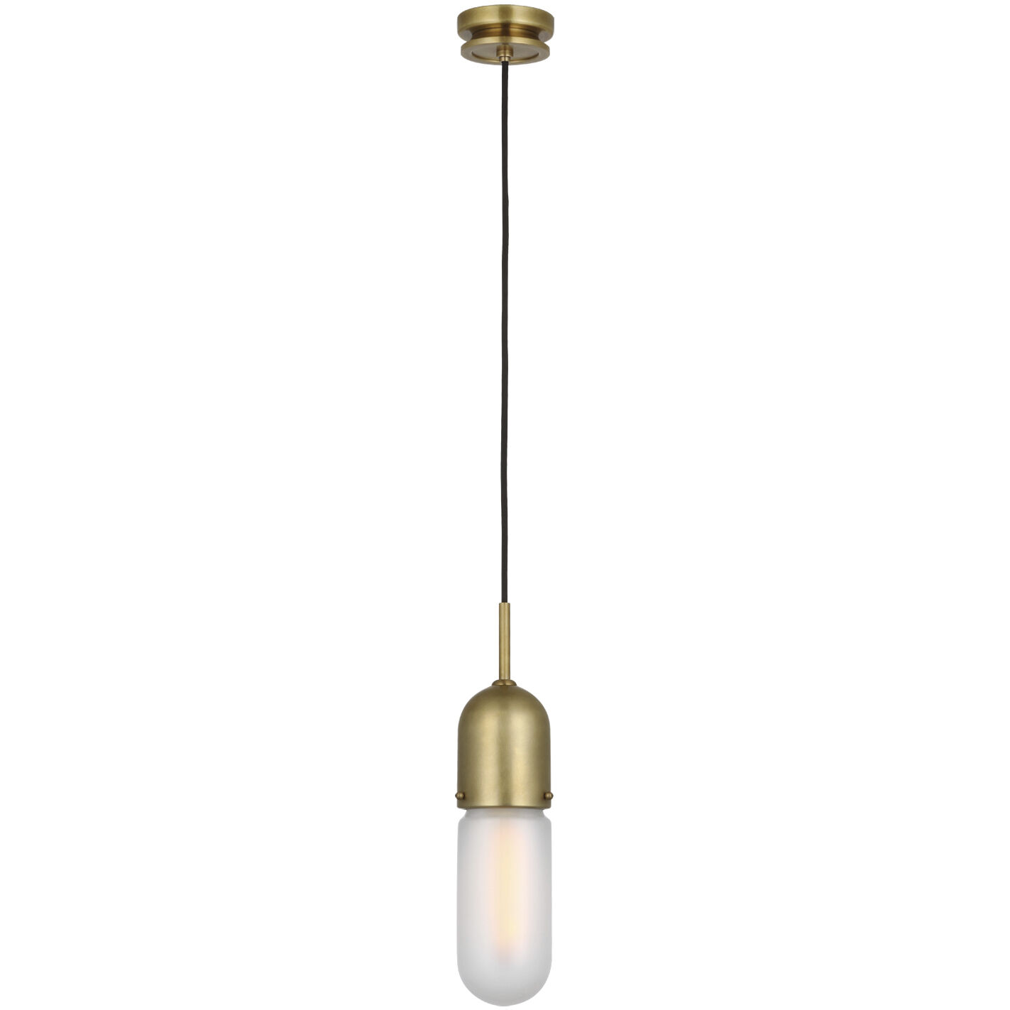Thomas O'Brien Junio LED 4 inch Hand-Rubbed Antique Brass Pendant Ceiling Light in Frosted Glass